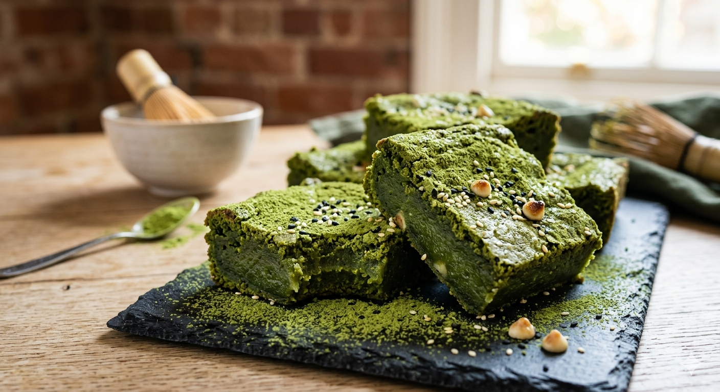 Mochi Brownies de Matcha (Sin Gluten)