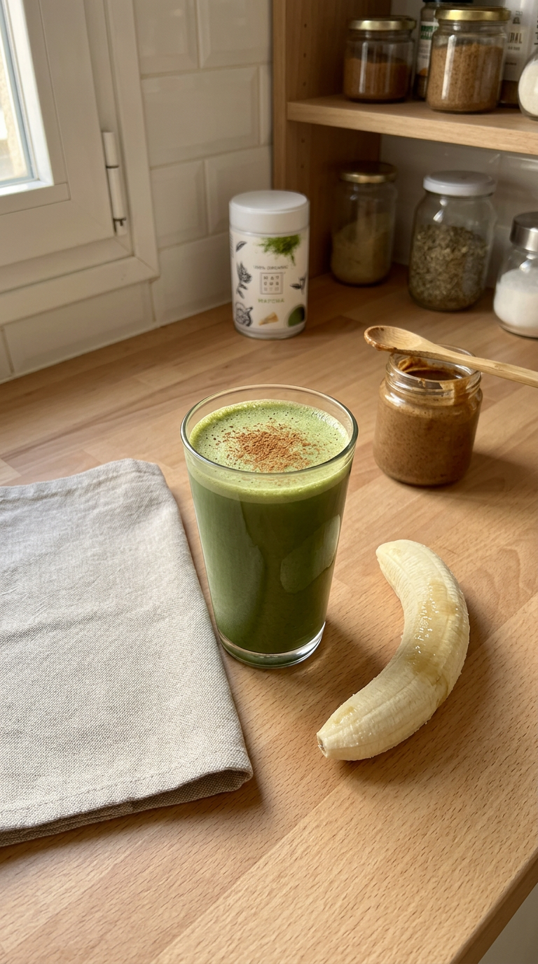 smoothie de matcha que hago cuando el desayuno tiene que ser rápido pero no quiero un café