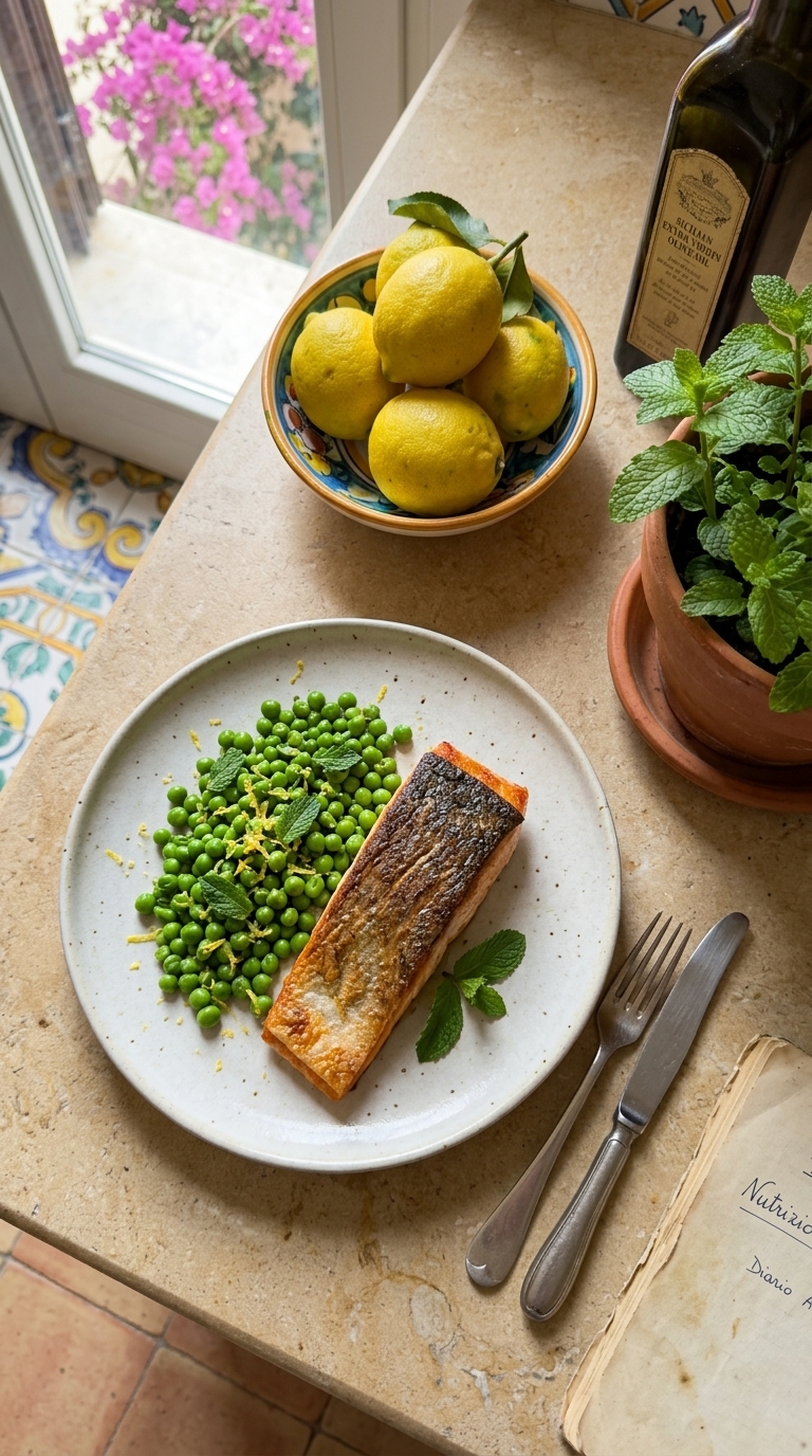 salmone e piselli, cioè primavera in 15 minuti