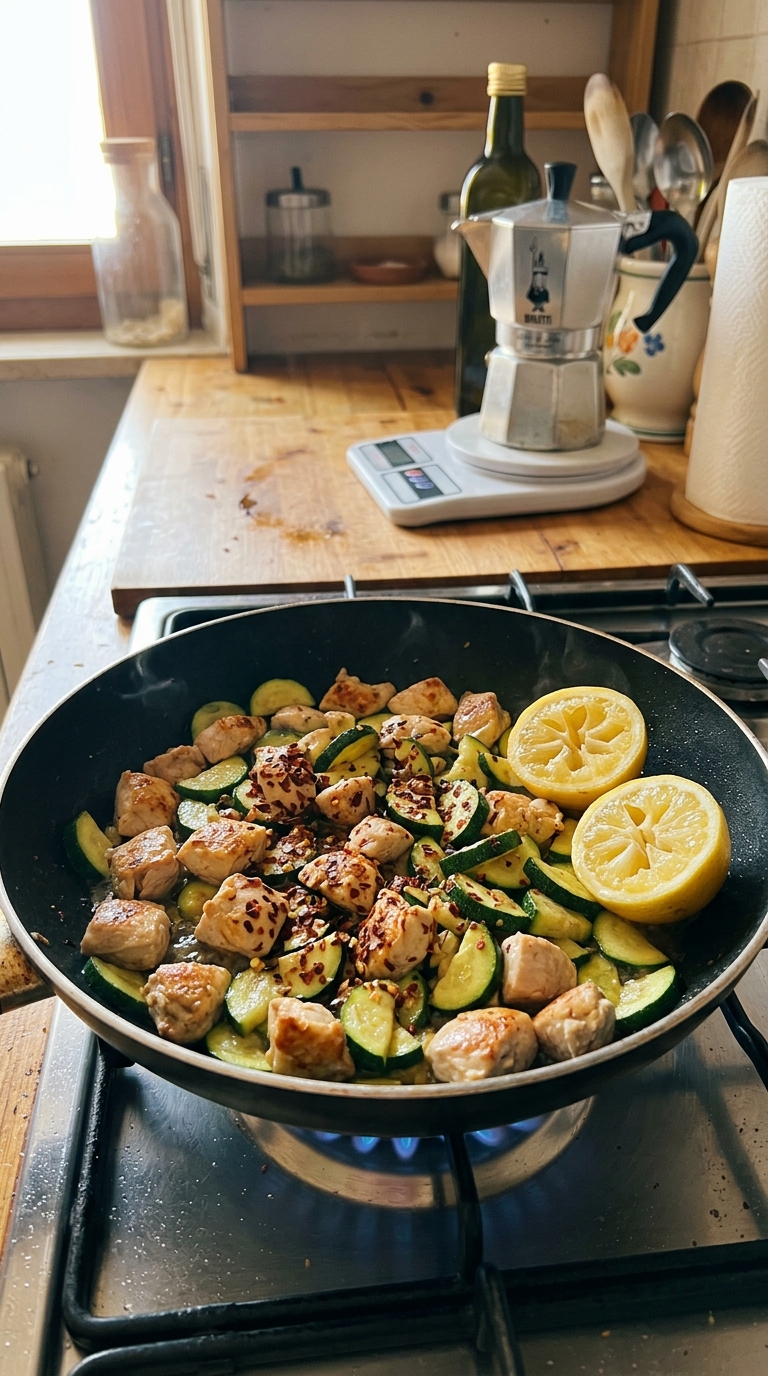 pollo e zucchine in padella, 20 minuti e si mangia